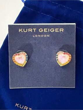 NEW Kurt Geiger London Opal Heart Halo Stud Earrings NWT OC0